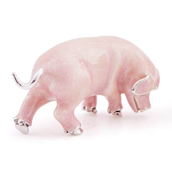 Saturno Silver & Enamelled Pink Pig