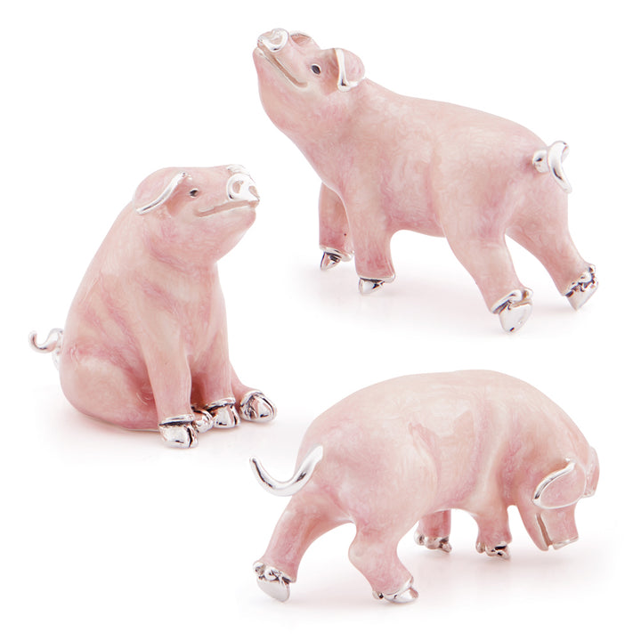 Saturno Silver & Enamelled Pink Pig