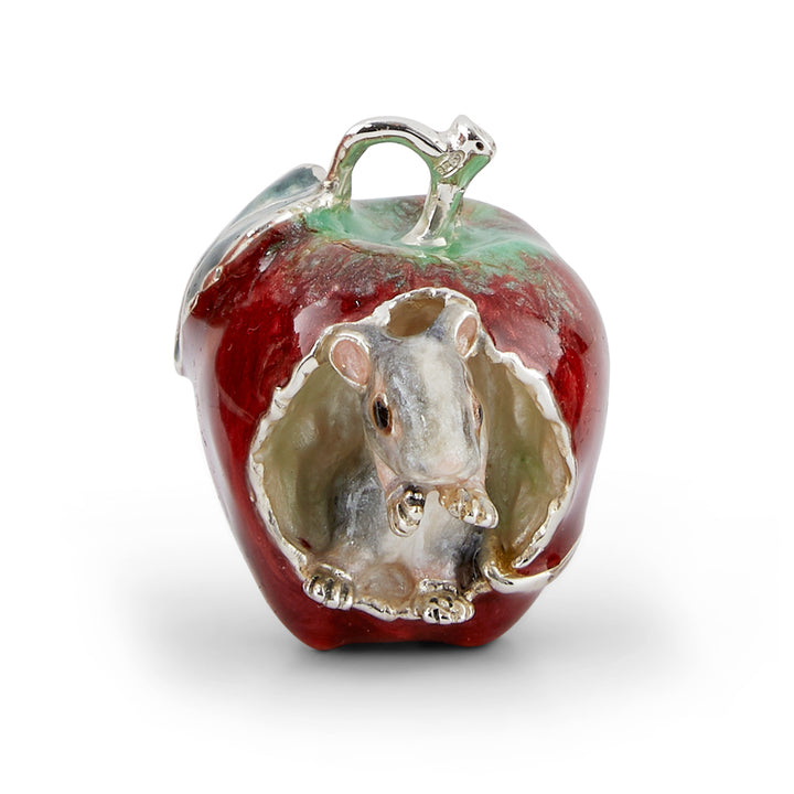 Saturno Silver & Enamelled Mice Eating Apple