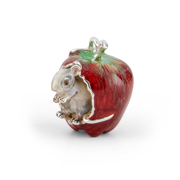 Saturno Silver & Enamelled Mice Eating Apple