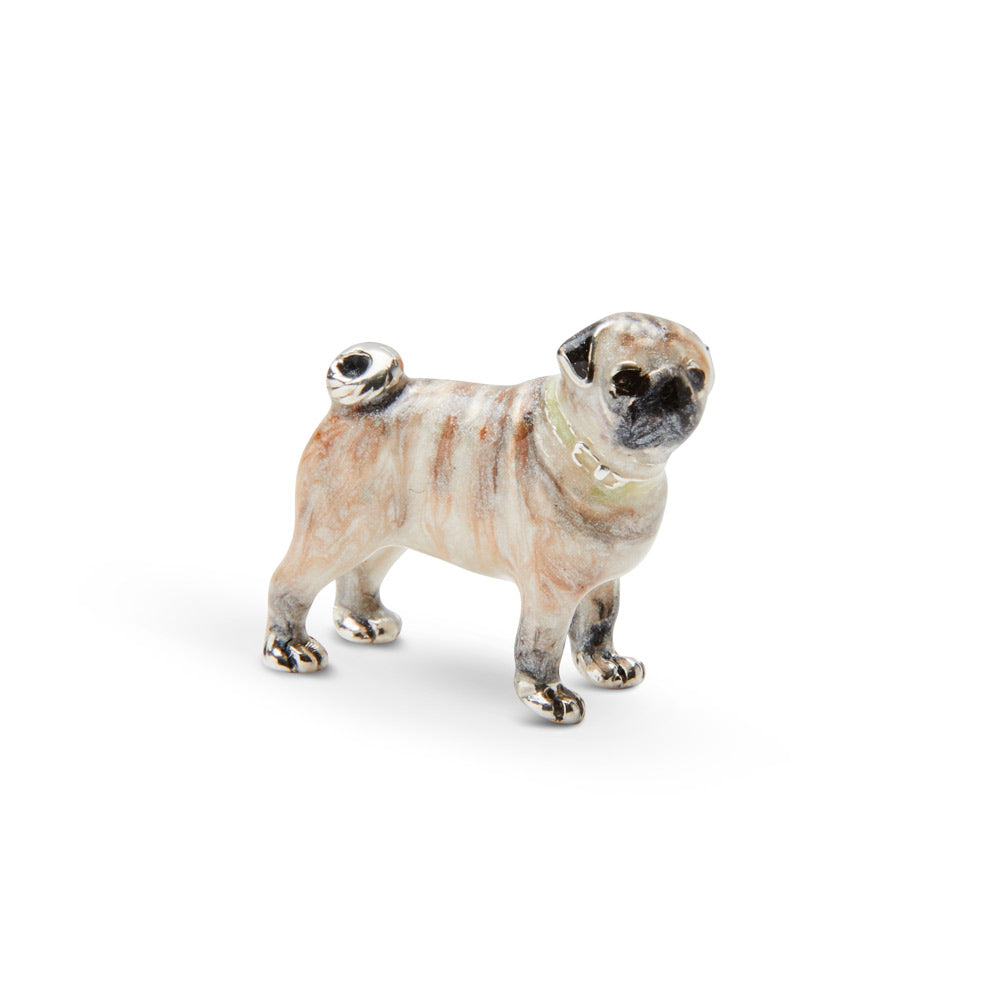 Saturno Silver & Enamelled Pug – Very Small