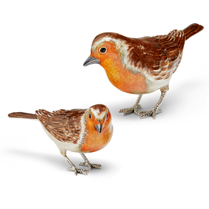 Saturno Silver & Enamelled Robin Couple