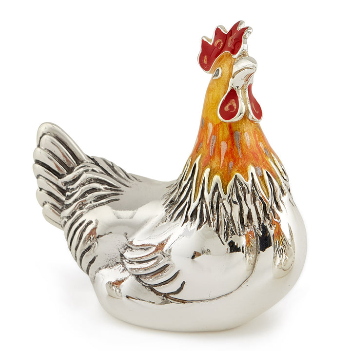 Saturno Silver & Enamelled Hen – Orange
