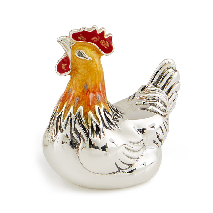 Saturno Silver & Enamelled Hen – Orange
