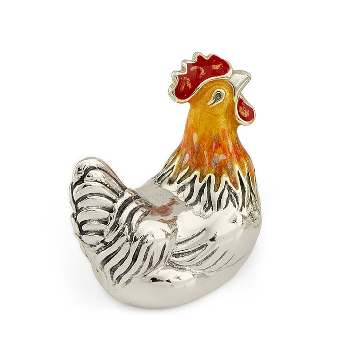Saturno Silver & Enamelled Hen – Orange