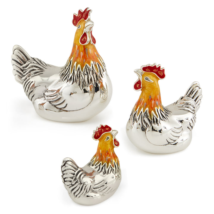 Saturno Silver & Enamelled Hen – Orange