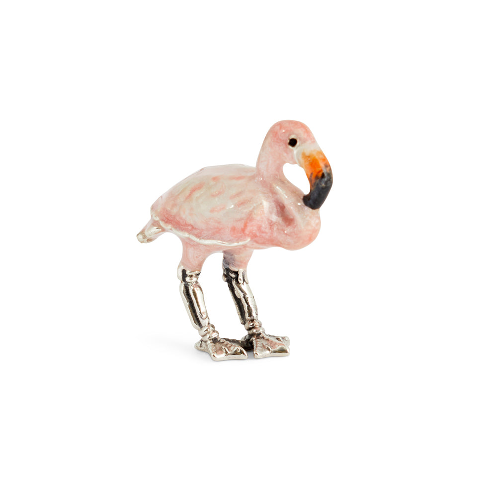 Saturno Silver & Enamelled Flamingo – Very Small