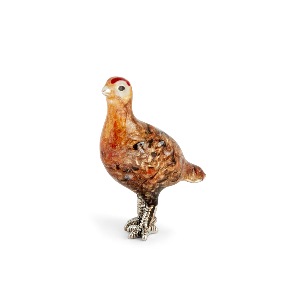 Saturno Silver & Enamelled Red Grouse – Very Small
