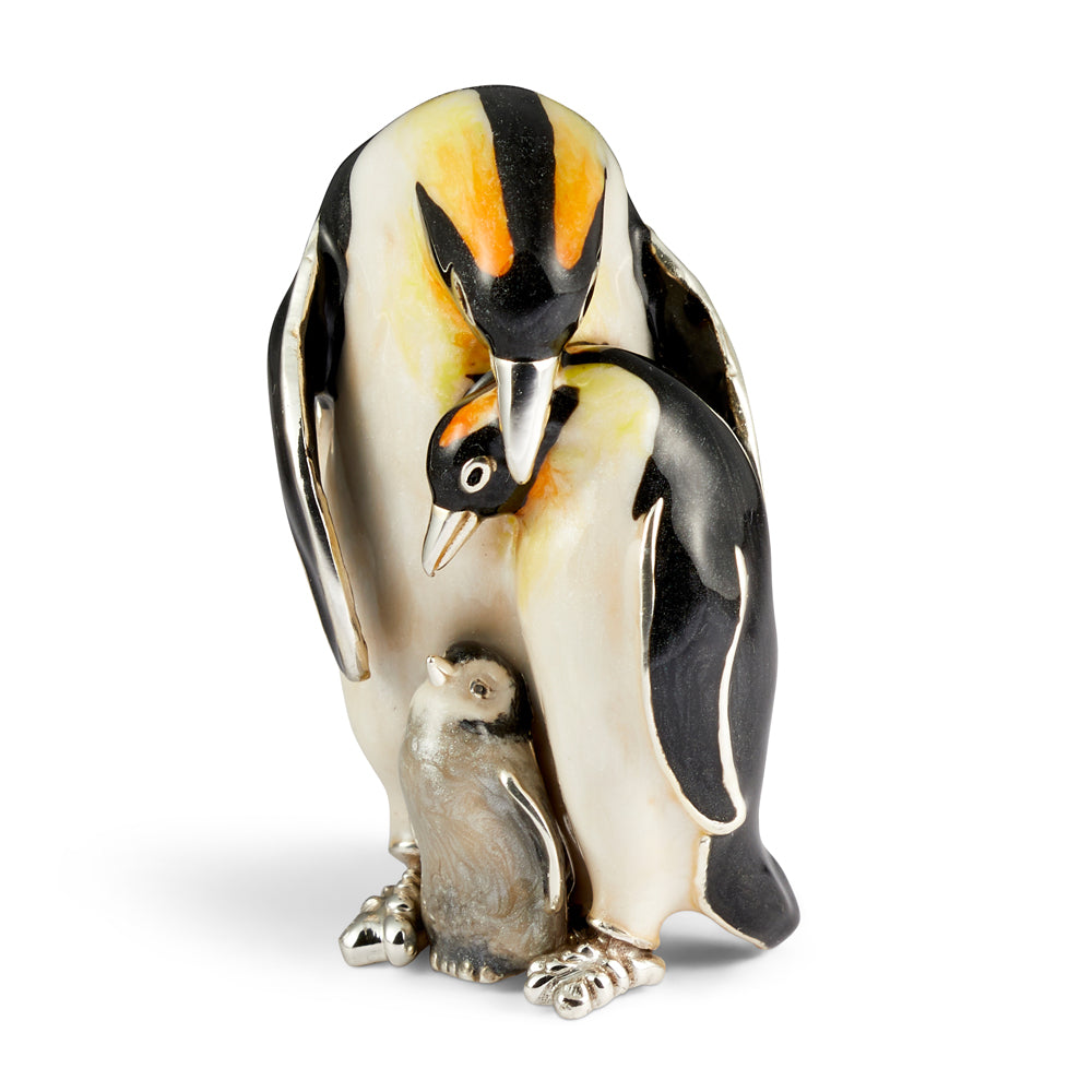 Saturno Silver & Enamelled Penguin Family Huddling
