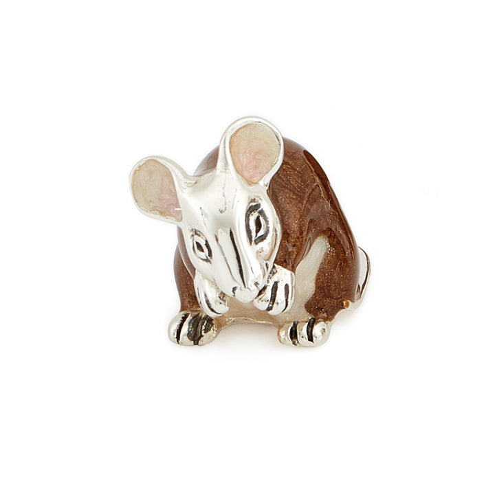 Saturno Silver & Enamelled Mouse Family – Brown