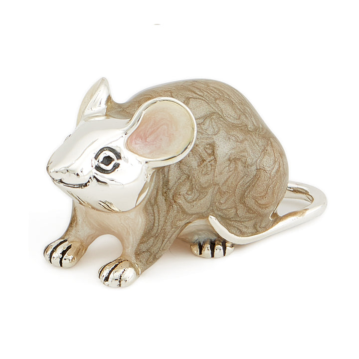 Saturno Silver & Enamelled Mouse Family – Grey
