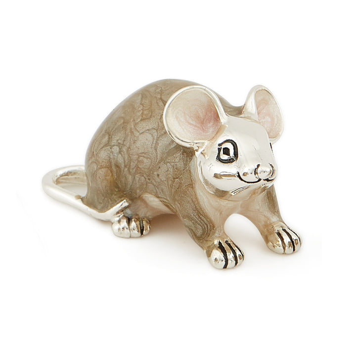 Saturno Silver & Enamelled Mouse Family – Grey
