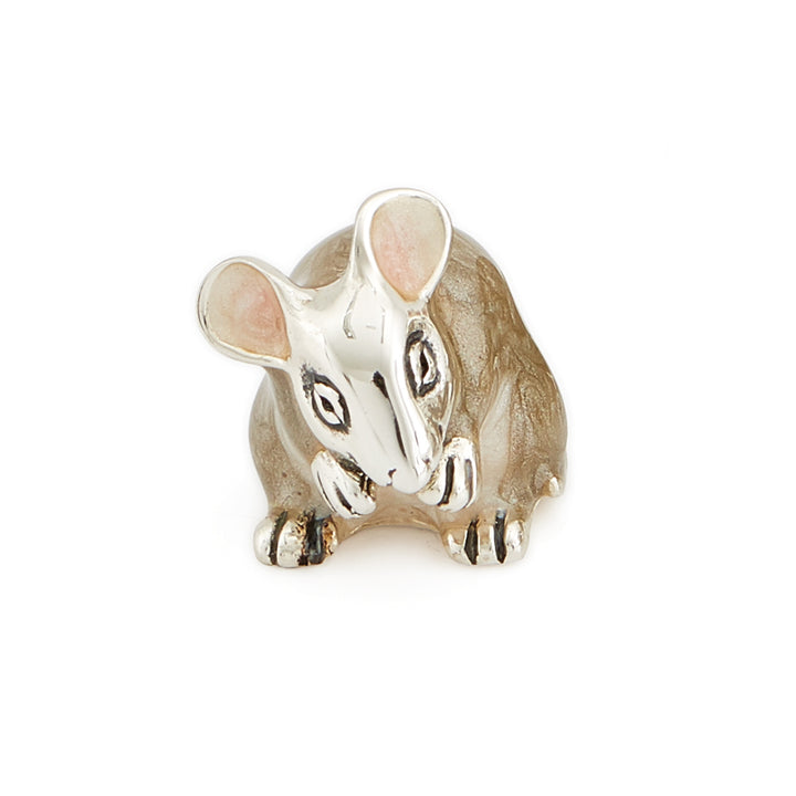 Saturno Silver & Enamelled Mouse Family – Grey
