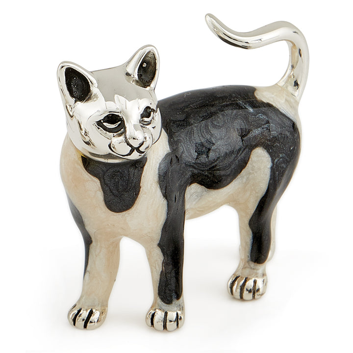 Saturno Silver & Enamelled Black and White Cat Family