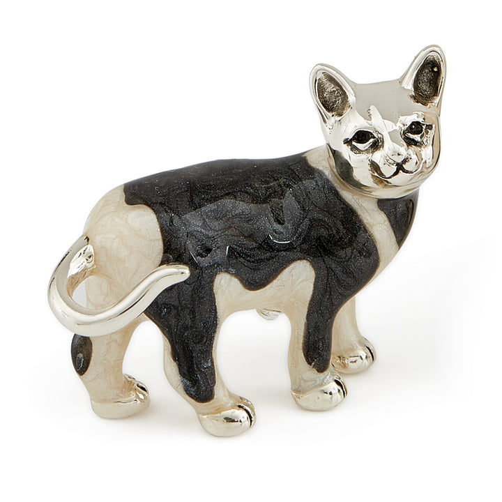 Saturno Silver & Enamelled Black and White Cat Family