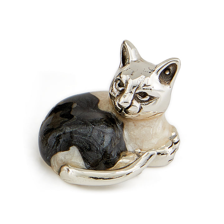 Saturno Silver & Enamelled Black and White Cat Family