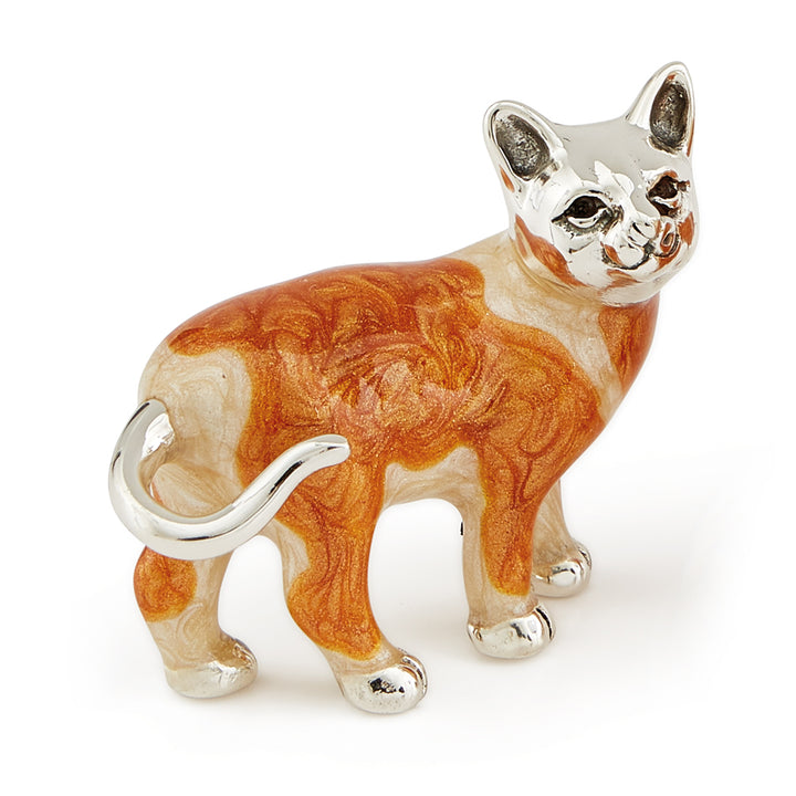 Saturno Silver & Enamelled Ginger Cat Family