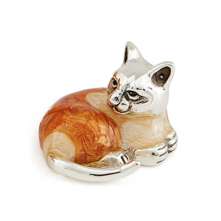 Saturno Silver & Enamelled Ginger Cat Family