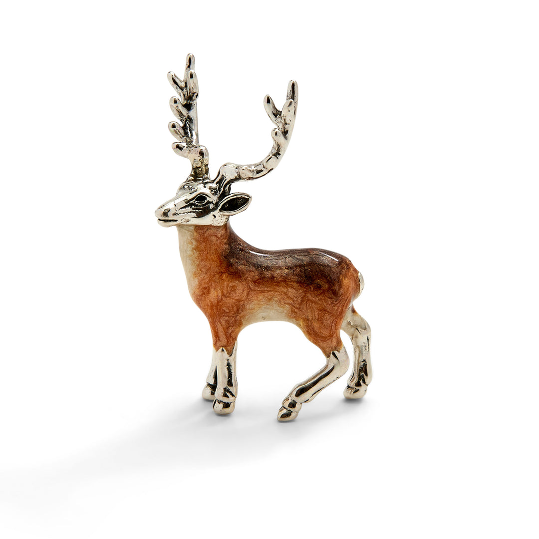 Saturno Silver & Enamelled Stag V Small