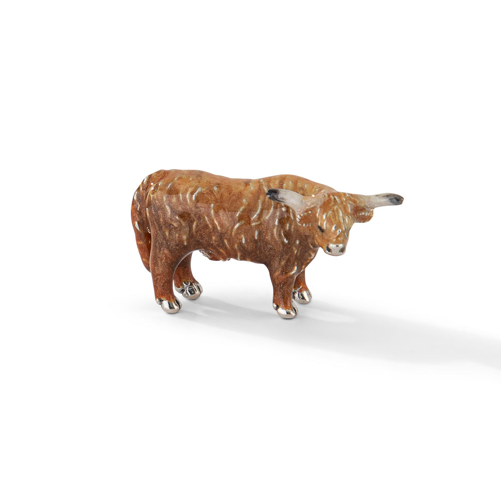 Saturno Silver & Enamelled Highland Cow – V Small