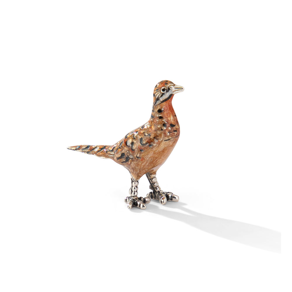 Saturno Silver & Enamelled Hen Pheasant – Very Small