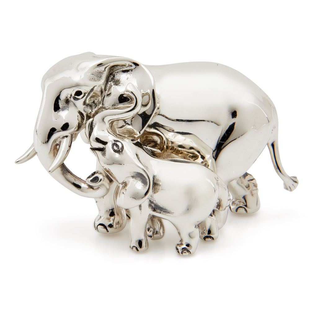 Saturno Silver Elephant Mother and Baby – Plain Finish