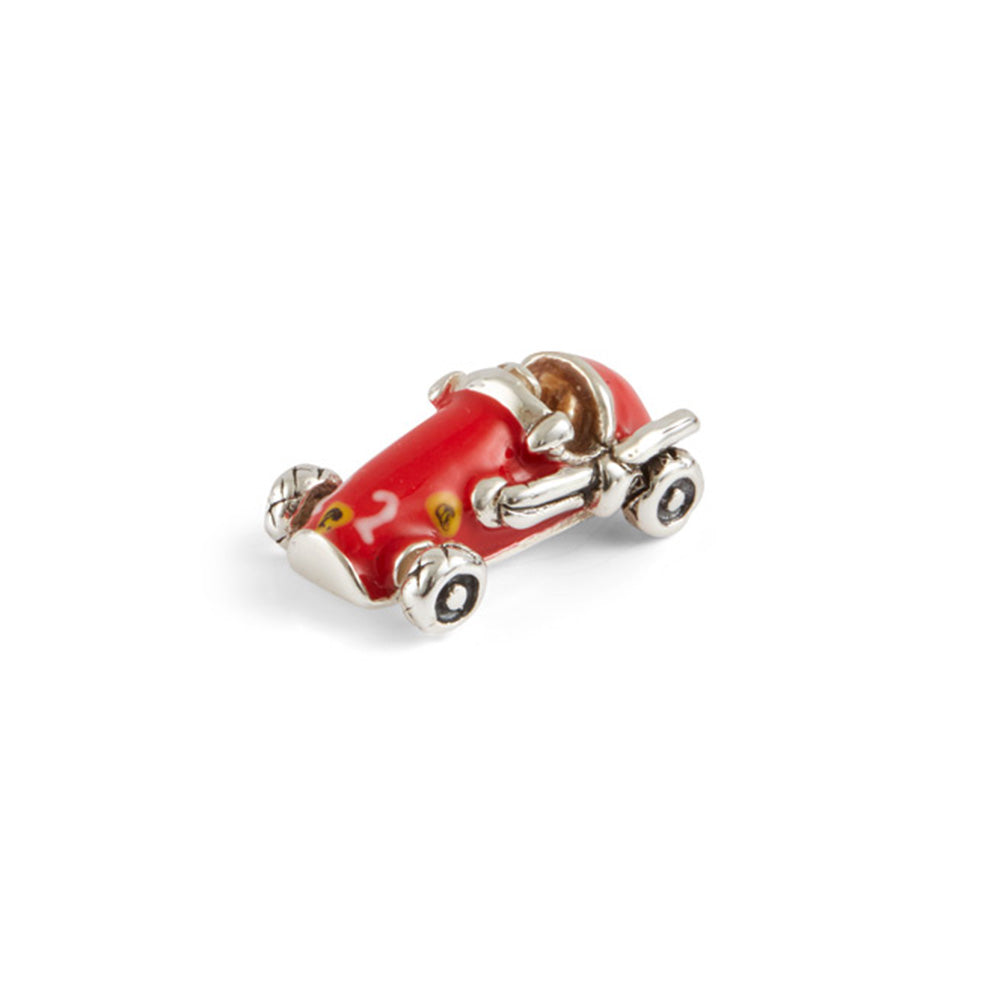 Saturno Silver & Enamelled Ferrari Vintage Car V. Small