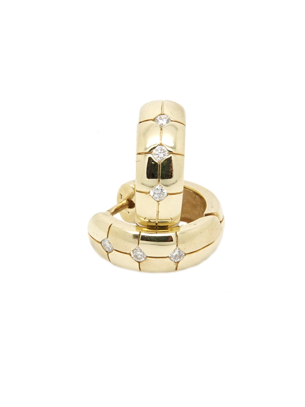 Pre-owned 14ct Yellow Gold Diamond Hoop Earrings