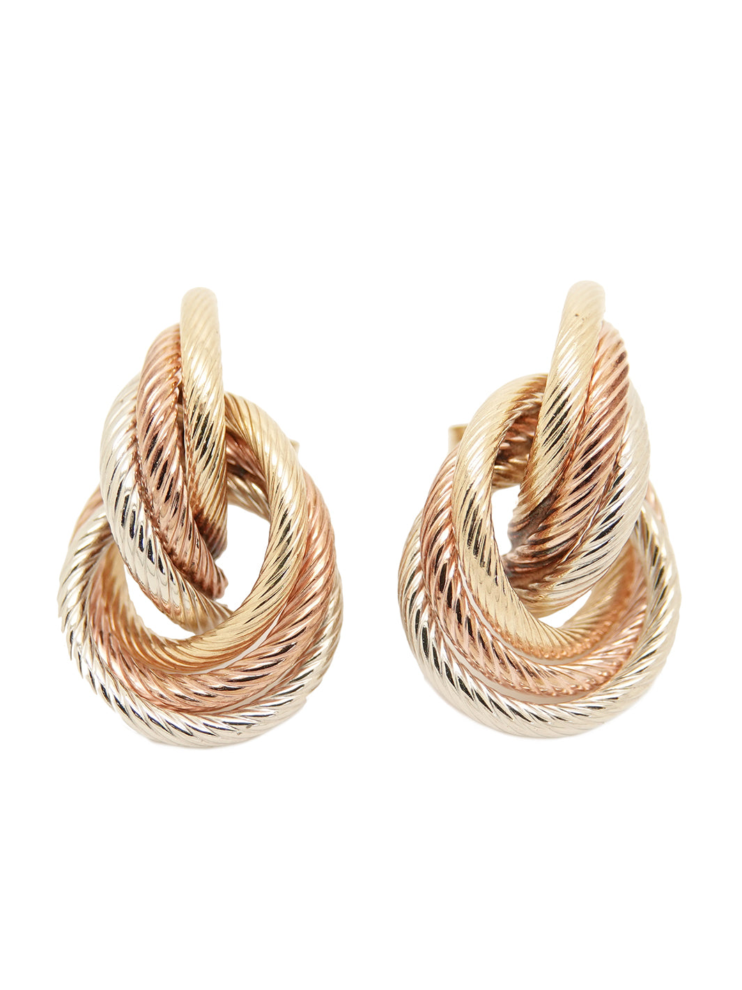 Pre-owned 9ct 3 colour Fancy Twist earrings