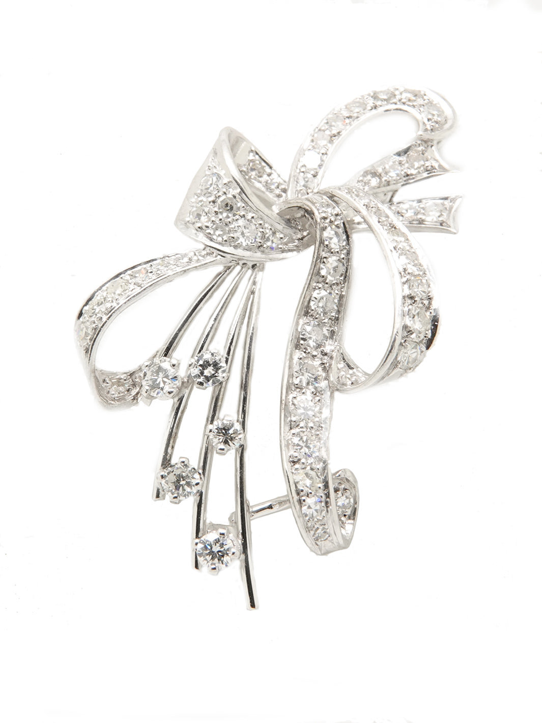 Pre-owned 18ct White Gold Diamond Set Ribbon Brooch