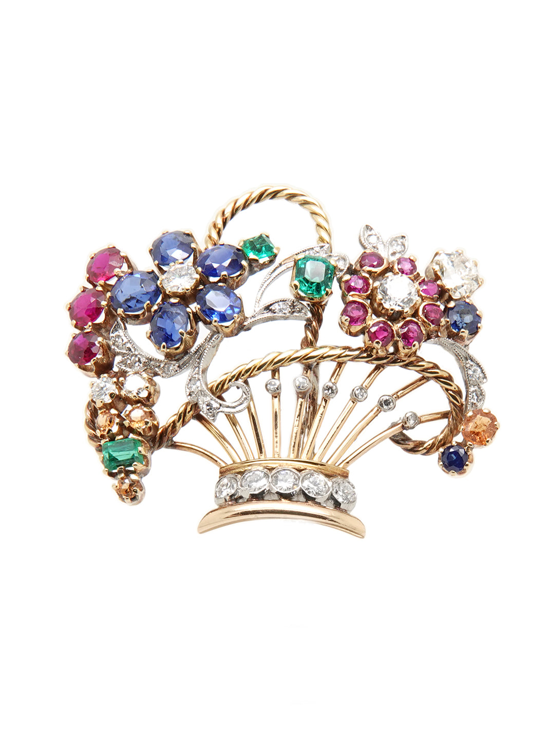 Pre-owned 18ct Yellow Gold Multi Coloured Stone Brooch