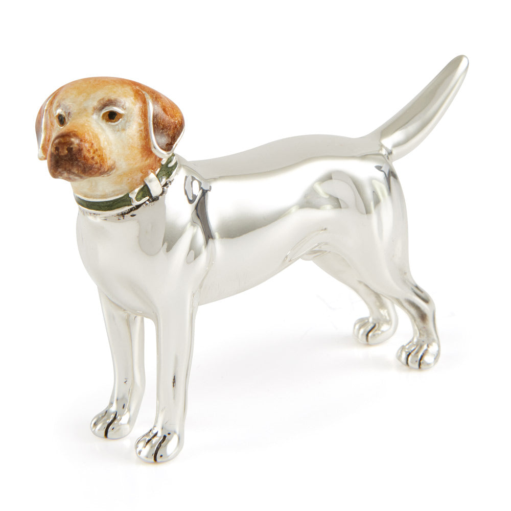 Saturno Silver & Enamelled Labrador with Enamel Head – Golden