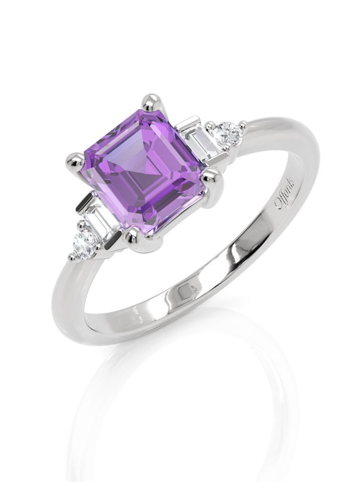 Platinum violet sapphire & diamond five stone ring