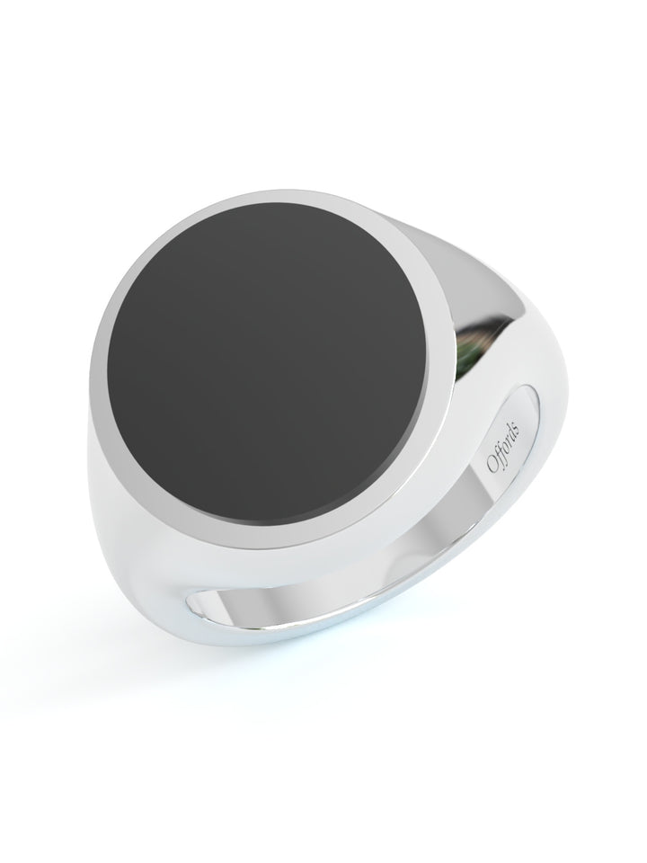 9ct white gold 12x10mm Onyx signet ring