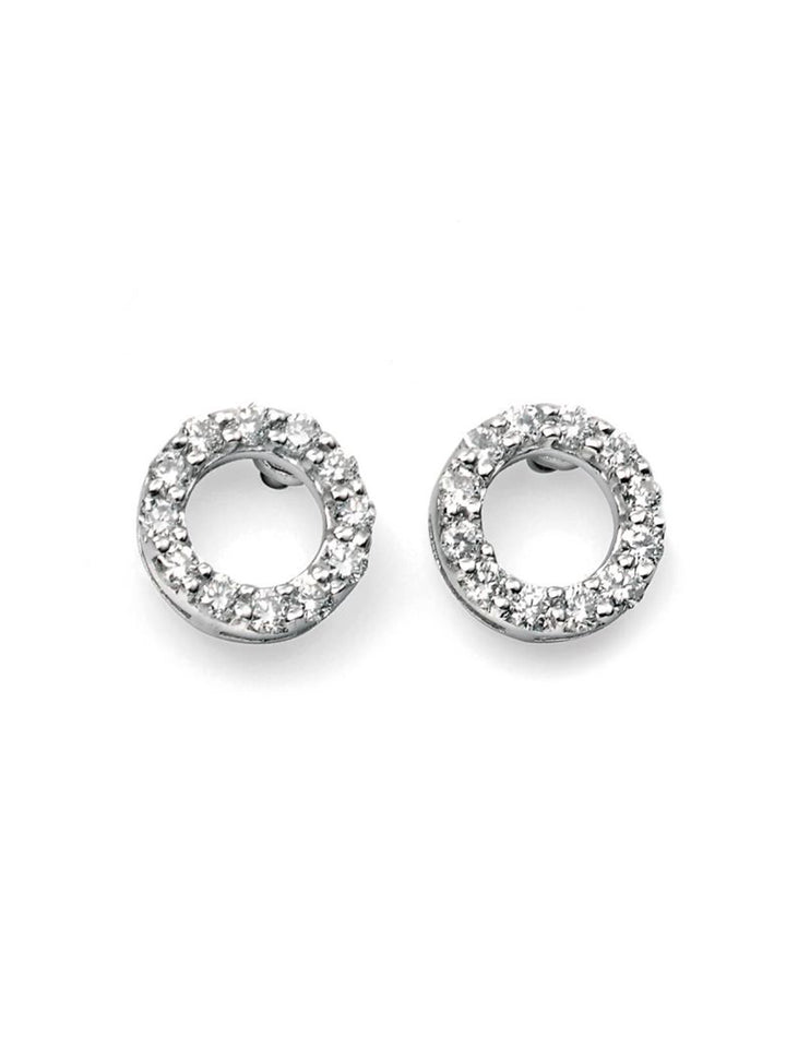 9ct White Gold Open Circle Diamond Earrings