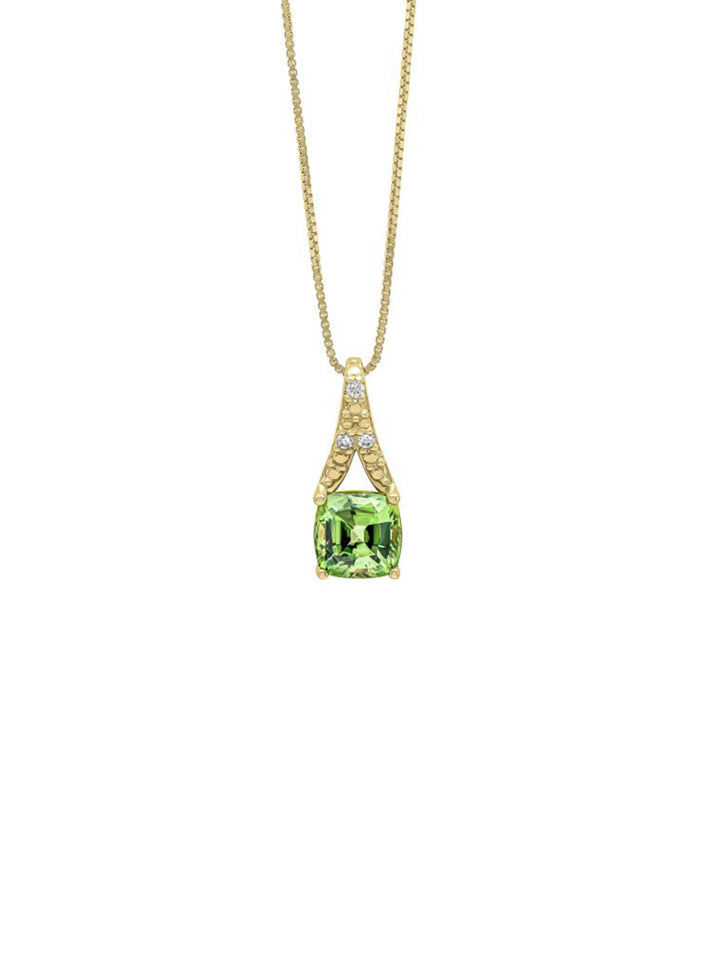 9ct Yellow Gold Rose Cut Green Sapphire and Diamond Pendant on Chain
