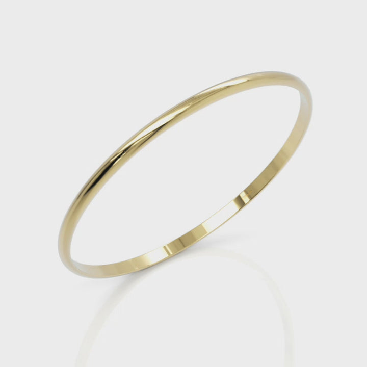 9ct yellow gold 'D' shaped plain bangle