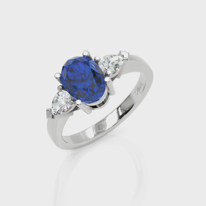 Platinum Sapphire & Diamond three stone ring