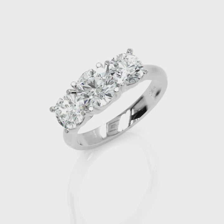 Platinum diamond three stone ring 2.14ct