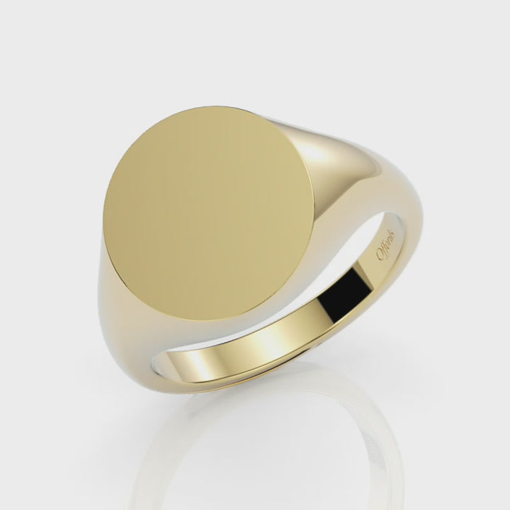 9ct yellow gold 14x13mm oval signet ring