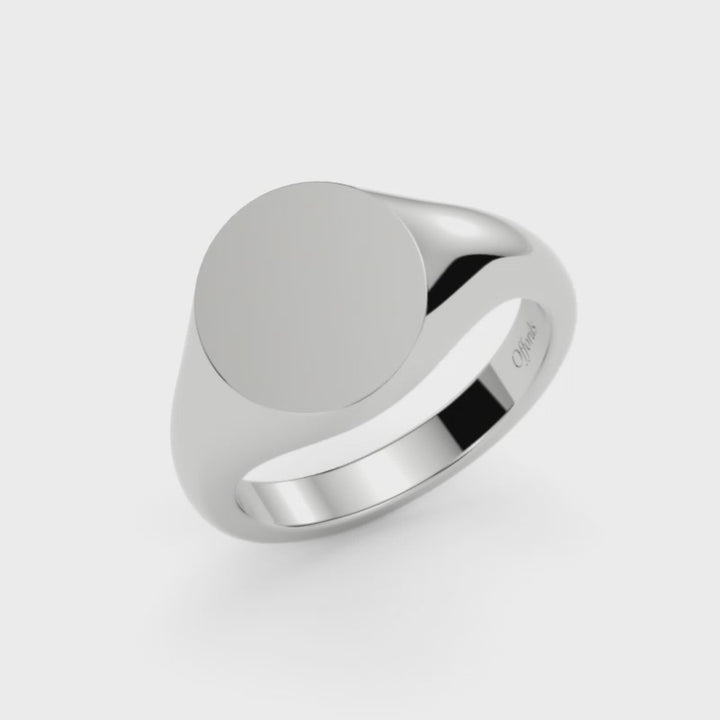 9ct white gold 11x10mm oval head signet ring