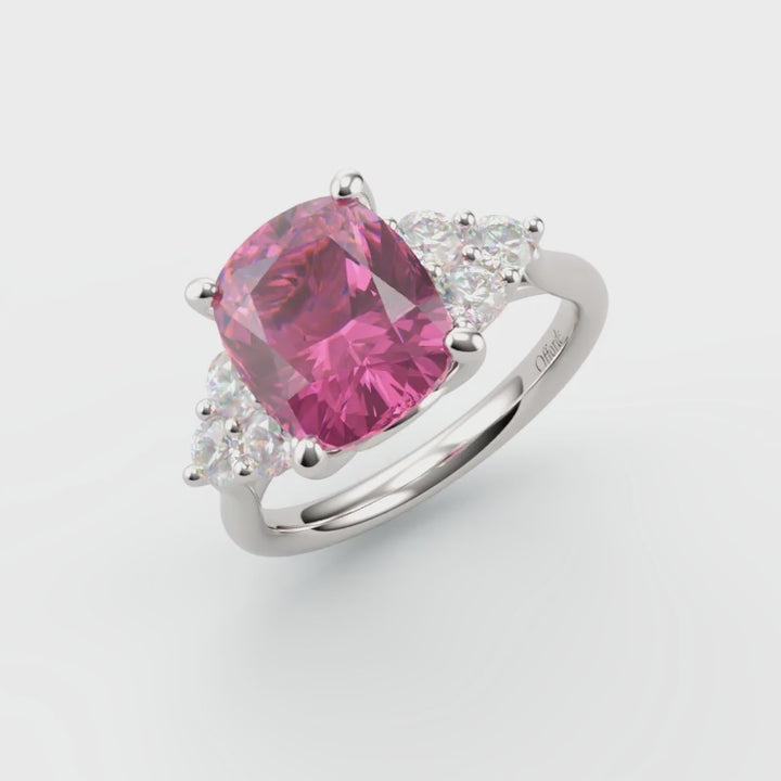 Platinum Pink Spinel & Diamond multi-stone ring