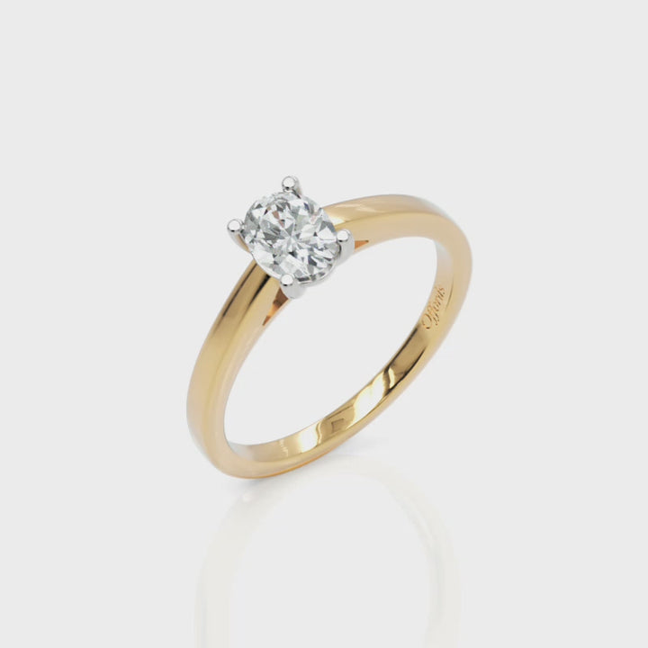 18ct & platinum 0.50ct oval diamond solitaire ring