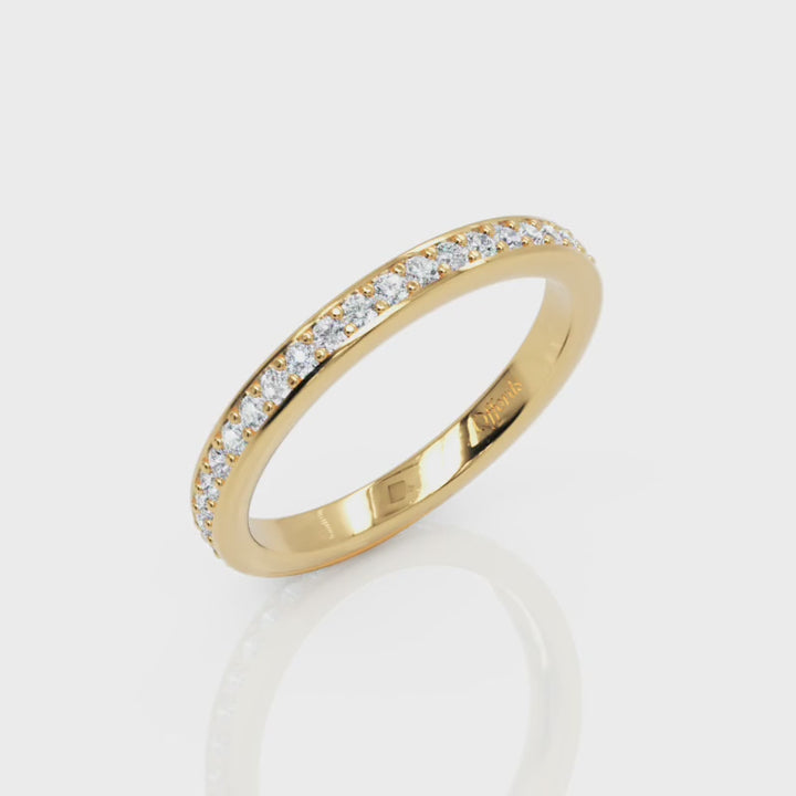 18ct yellow gold fully diamond set wedding band