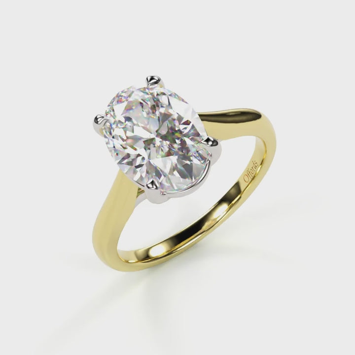 18ct yellow gold & platinum Laboratory Grown 1.51ct oval cut diamond solitaire ring