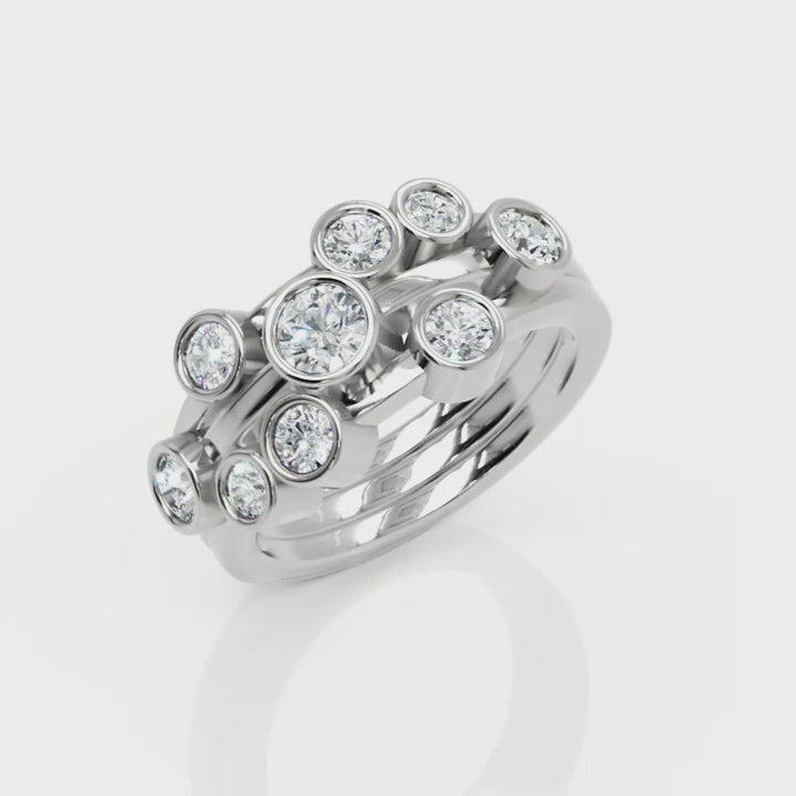 Platinum diamond bubble cluster ring