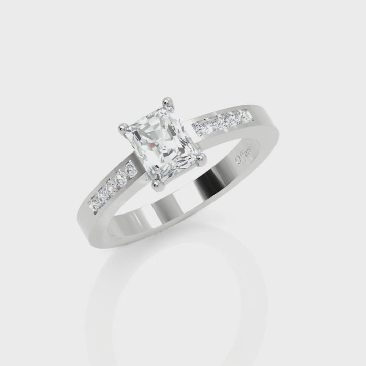 Stunning 0.71ct rectangular Inferno diamond solitaire ring mounted in platinum