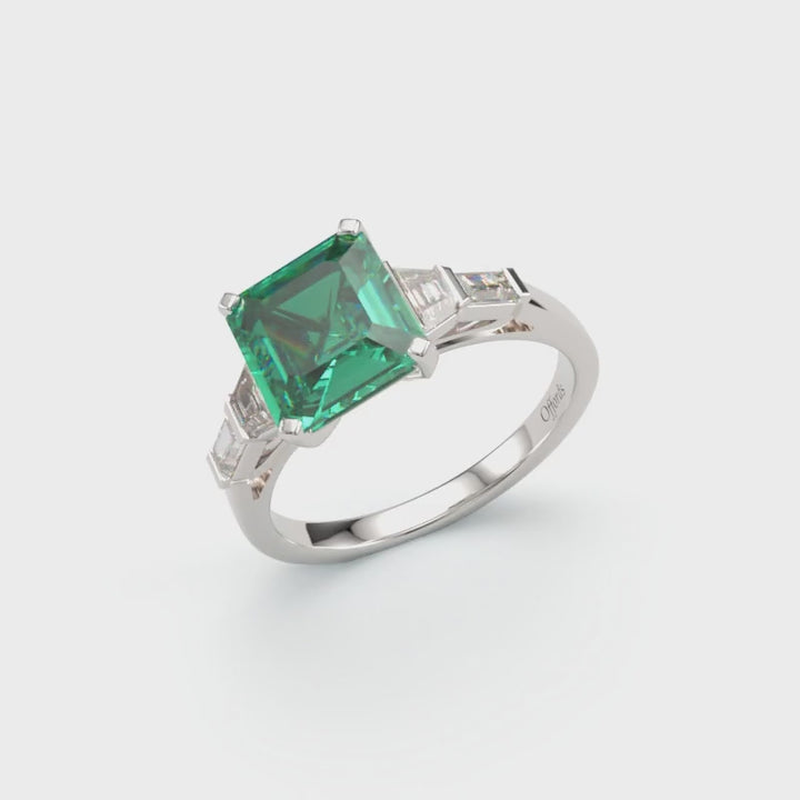 Bespoke platinum emerald & diamond five stone ring