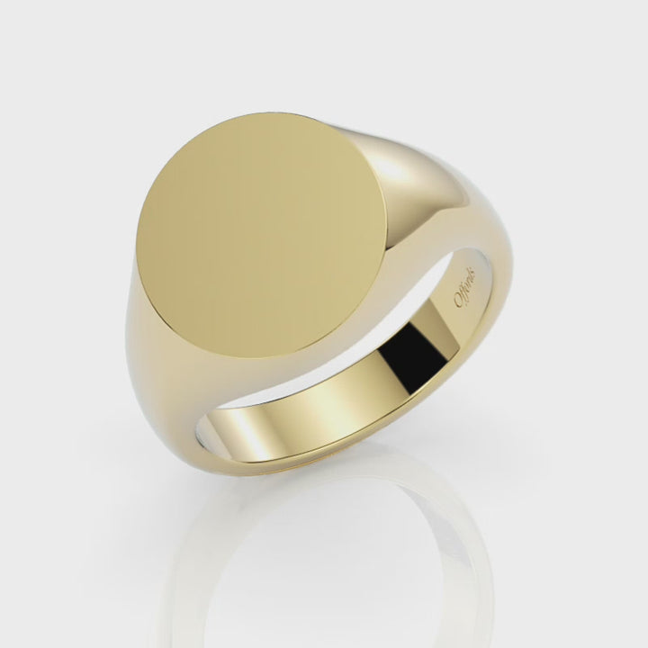 9ct yellow gold 14x13mm oval signet ring
