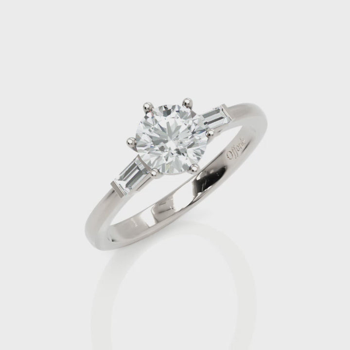 Platinum brilliant & baguette cut diamond ring
